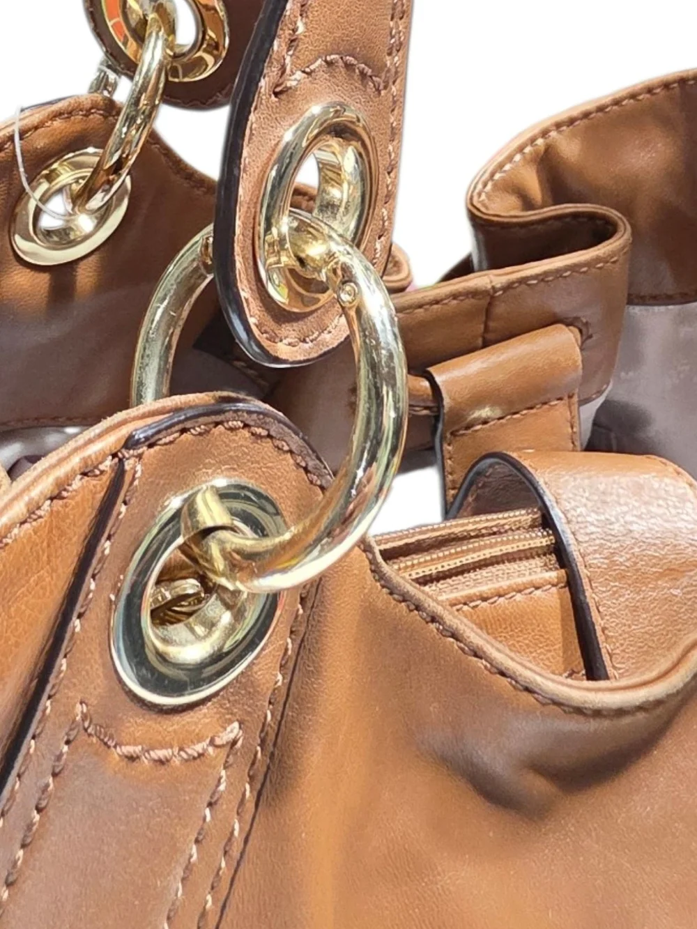 Michael Kors Tan Leather Drawstring Shoulder Bag - Picture 7 of 11